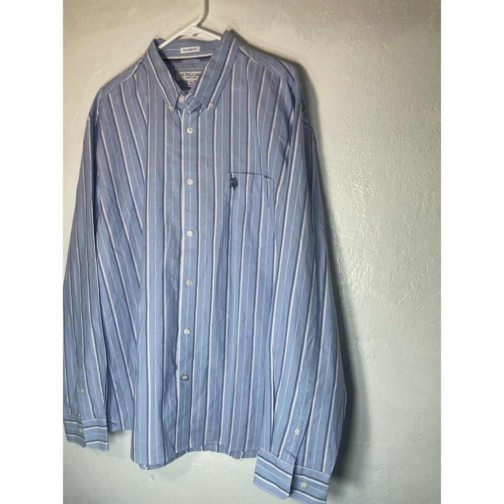 U.S. Polo Assn. Shirt 3XL Mens Big and Tall Long Sleeve Striped Cotton Preppy